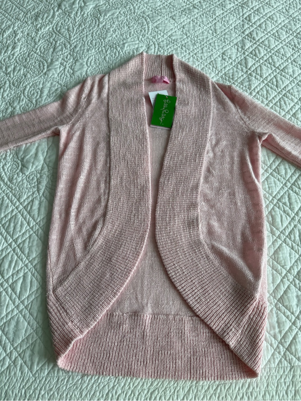 Lilly Pulitzer Pale Pink Open-Front Draped Cardigan